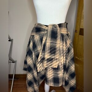 Women’s Plaid Print Knot Front Asymmetrical Skirt